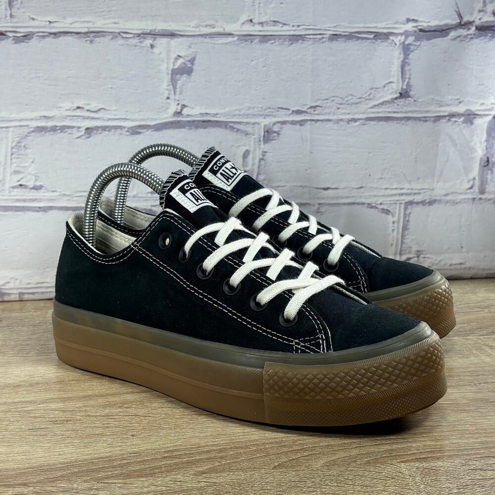 Converse Chuck Taylor All Star Lift Platform Shoes Women's 7.5 Black Suede Gum